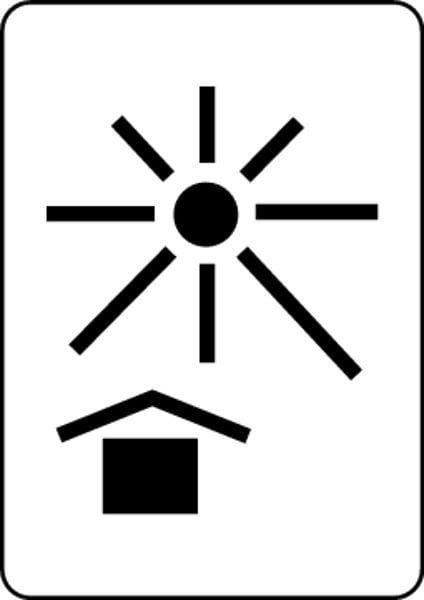 Schilder Klar Verpackungskennzeichen Vor Hitze und Sonne schützen, 74x105 mm Folie selbstklebend, 499/61