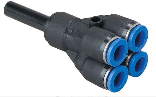 timmer B-YSr2-6-4-KU, Y-Stecker reduzierend aus Kunststoff/Messing vernickelt in zweifacher Ausführung, VE: 5 Stück, 03180350