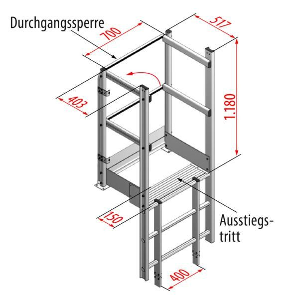 HYMER Ausstieg breit mit Handlauf, Aluminium, 0054055, 4019502348417