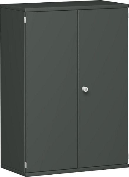 geramöbel Flügeltürenschrank 2 Dekor-Einlegeböden, abschließbar, 800x425x1152, Graphit/Graphit, N-10D308-GG