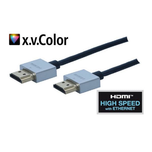 shiverpeaks PROFESSIONAL HDMI Stecker auf HDMI Stecker, verchromte Metall-Stecker, vergoldete Kontakte, ULTRA HD, 3D, HEAC, extra dünn, 1,0m, 77470-36-SPP