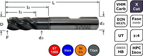 SPPW Hochleistungsfräser VHM+X.Cut UT z:4 d6HB L: 57x13x21 Ø6, 7574100600