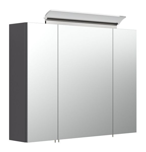 Posseik Spiegelschrank 80 inklusive LED-Acrylglaslampe anthrazit seidenglanz, 80 x 62 x 17 cm, PSPS80CM1000104DE