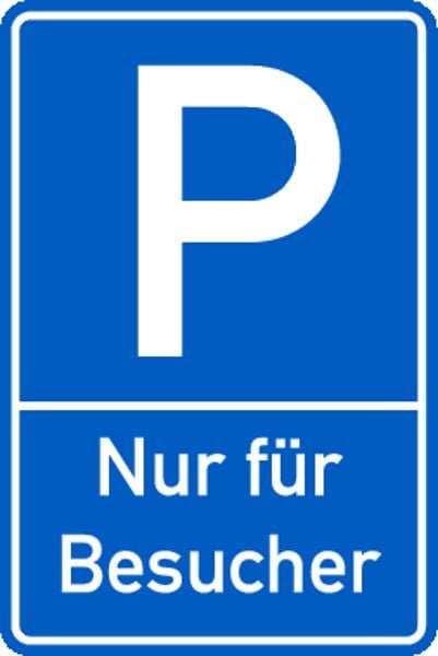 Schilder Klar Parkplatzkennzeichnung P-Nur für Besucher, 400x600x0.6 mm Aluminium geprägt, 1172/54