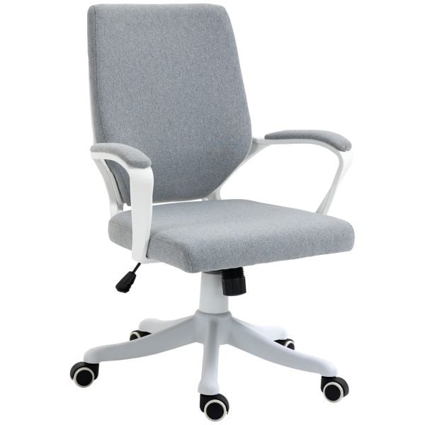 Vinsetto Bürostuhl Drehstuhl höhenverstellbarer ergonomisch Polyester Grau+Weiß, 921-536GY