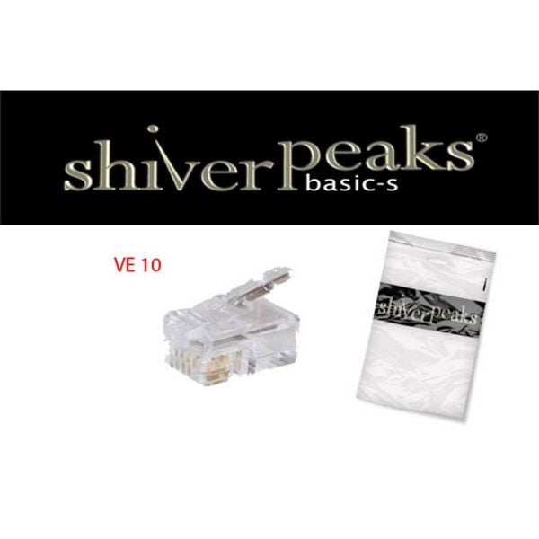 shiverpeaks BASIC-S, Netzwerk Modular-Stecker RJ10 4polig, 4 Kontakte belegt, für Rundkabel, vergoldete Kontakte, VE: 10 Stück, BS72039-R10