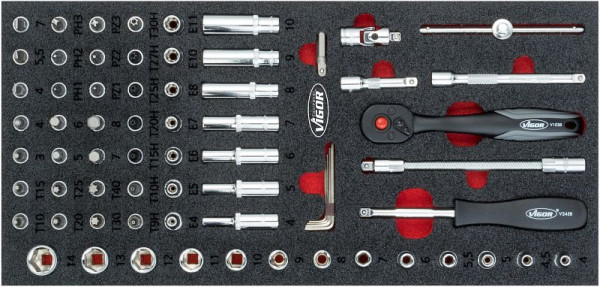 VIGOR Steckschlüssel-Werkzeug Satz, Anzahl Werkzeuge: 67, V4971