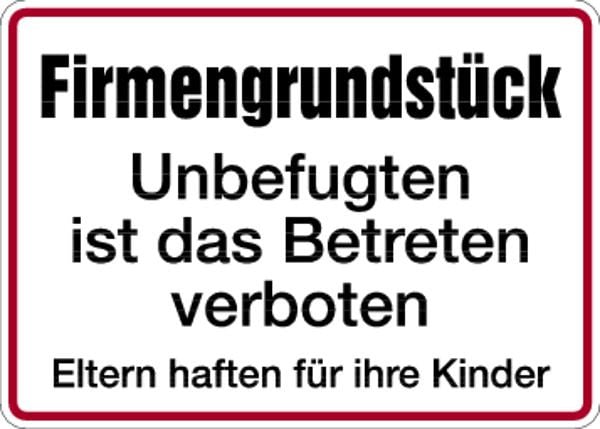 Schilder Klar Grundstücksbeschilderung Firmengrundstück, 350x250x0.45 mm Aluminium geprägt, 285/51