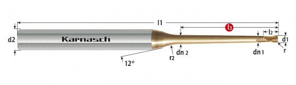 Karnasch VHM HXC-Nano²L3= 8/1,4° Art.30.6265 d= 0,8 / r=0,08 HSC + HHC + HPC, 30626500801408