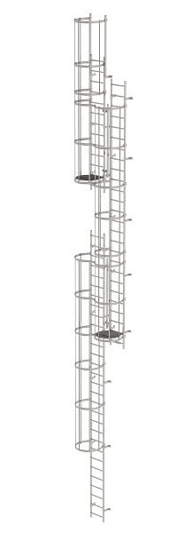Munk Günzburger Steigtechnik Mehrzügige Steigleiter mit Rückenschutz (Maschinen) Edelstahl 19,96m, 530271