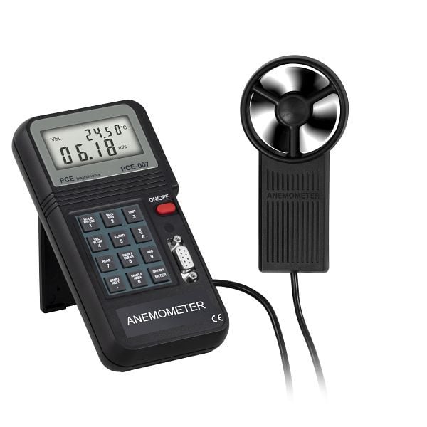 PCE Instruments Flügelrad-Anemometer, Messfunktionen HOLD, MAX, MIN, PCE-007