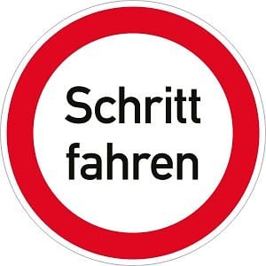 Moedel Schritt fahren, Textschild, Alu, Ø 400 mm, 98925