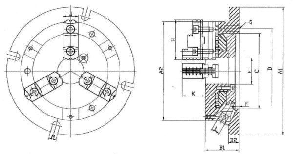 MACK Stationäres 3-Backen Drehfutter extraflach Ø 170 mm, ZE-SDF3-170