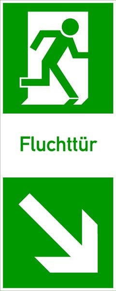 Schilder Klar Fluchttür (Klinke rechts), 100x250 mm Folie selbstklebend, langnachleuchtend, 2996/86