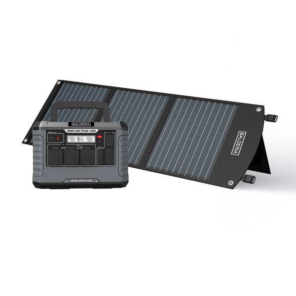 BALDERIA Power Set PS1500-60 Mobiler Stromerzeuger/Stromspeicher/Solar-Generator: Tragbare Powerstation 1500W + Solarpanel 60W, PPS1500-SP60