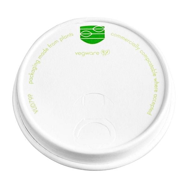 Vegware kompostierbarer 79er-Papierdeckel für Heißgetränkebecher (Packung mit 1000 Stück), CF888