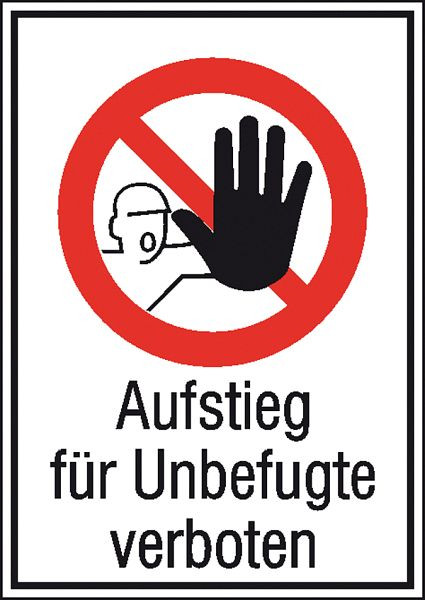 SafetyMarking Verbots-Kombischild, Aufstieg für Unbefugte verboten, BxH 13,1x18,5 cm, Folie, selbstklebend, 21.1144