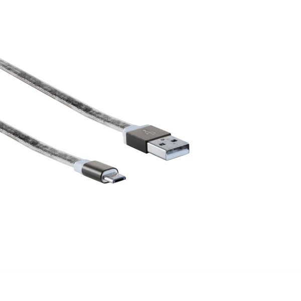 shiverpeaks BASIC-S, USB Ladekabel, USB-A-Stecker auf USB Micro B Stecker, flach, ALU schwarz, 0,9m, BS14-50049