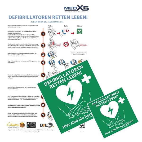 MedX5 Defibrillator-Standortaufkleber-Set, 1-56618