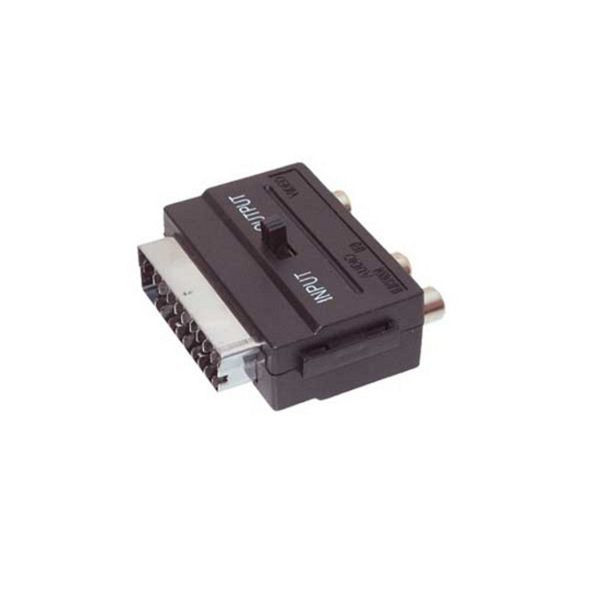 S-Conn Scart-Adapter mit 3 Cinchkupplungen, IN / OUT mit Schalter, 94034