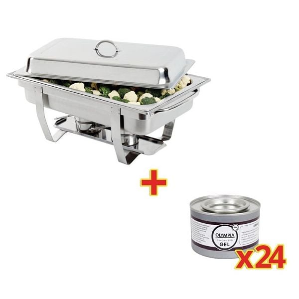 Olympia Milan Chafing-Dish mit 24 x Brennpaste, S600