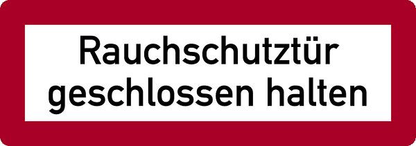 Schilder Klar Brandschutzzeichen Rauchschutztür geschlossen halten, 210x74 mm Folie selbstklebend, 163/21