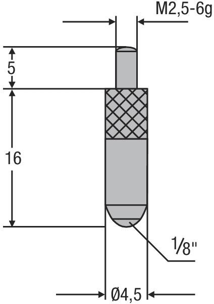 HELIOS PREISSER Messeinsatz, M2, 5mm Kugeleinsatz 1/8", Länge 16 mm, 710167