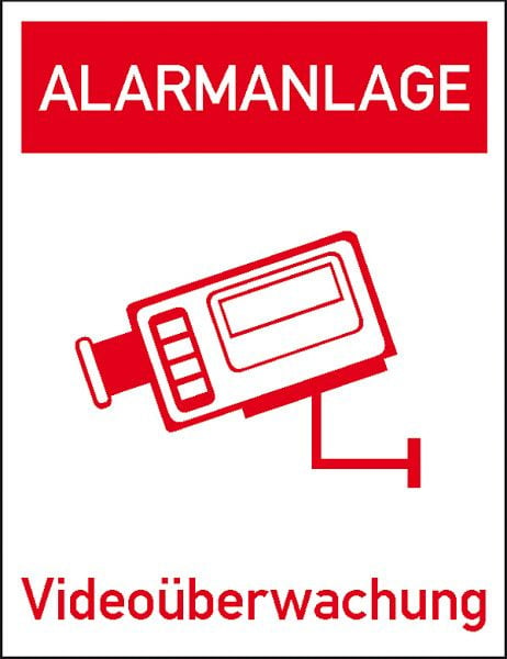 SafetyMarking Video Infozeichen, Alarmanlage Videoüberwachung, zur Innenverklebung hinter Glas, BxH 5x6,5 cm, Folie, selbstklebend, 21.G5020