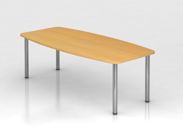 Hammerbacher Konferenztisch 220cm/4 Chromfüße Buche, tonnenförmig, VKT22C/6/C