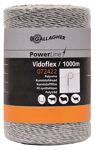 Gallagher Vidoflex 6 PowerLine 1000m weiß Kunststofflitze, 072422