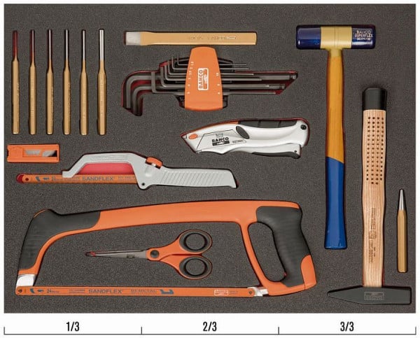 Bahco 3/3 Einlage, Schlag- und Schneidwerkzeuge, 24-teilig, FF1A138