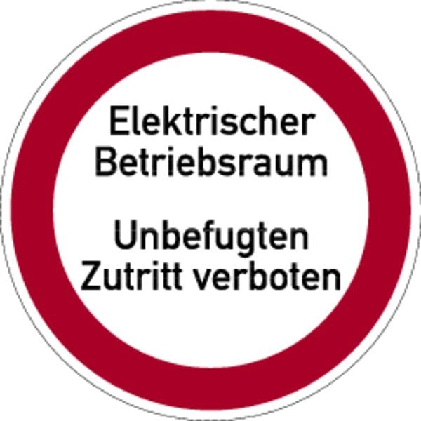 Schilder Klar Praxisbewährtes Verbotskennzeichen Elektrischer Betriebsraum Unbefugten Zutritt verboten, 200x0.45 mm Aluminium geprägt, 7204/52