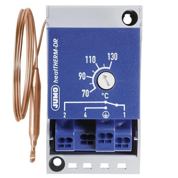 JUMO Sicherheitstemperaturbegrenzer, 70 bis 130 °C, Fernleitung 2000 mm, Hutschiene, 60003287