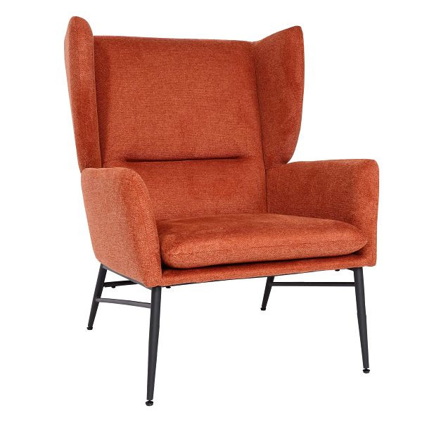 Mendler Lounge-Sessel HWC-L62, Ohrensessel Cocktailsessel Sessel Polstersessel, Stoff/Textil Metall, terracotta-braun, 117256