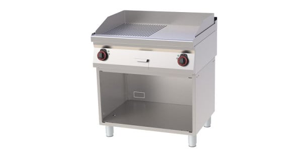 Locher Elektro-Grillplatte 800, Stahl, halb-gerillt, 362451