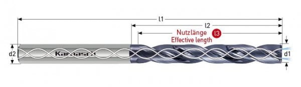 Karnasch VHM-Hochleistungsflachkopfbohrer 180° D = 10,2 / L3 = 56 mit IK DMC - X2, 2204041020056