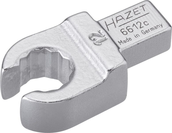 Hazet Einsteck-Ringschlüssel, offen, Einsteck-Vierkant 9 x 12 mm, Außen-Doppel-Sechskant Profil, 12 mm, 6612C-12