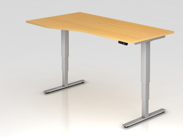 Hammerbacher Sitz-Steh-Schreibtisch elektrisch 180x100/80cm Buche, Freiform, links oder rechts montierbar, VXDSM18/6/S