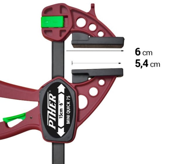 Piher Einhandzwinge Mini Quick, Arbeitslänge 15 cm, 52415