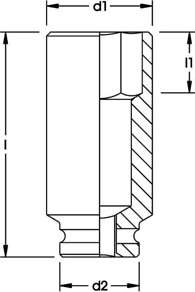 ELORA Kraftschraubereinsatz 1/2", dünnwandig, 6-kant, 790DW-17 mm, 0790000175101