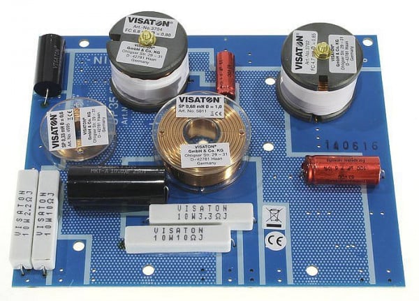 Visaton Frequenzweiche aus hochwertigen Kupferspulen, MKT-Folienkondensatoren sowie verlustarmen Tonfrequenz-Elkos HW 3/130 NG - 8 Ohm, 5414