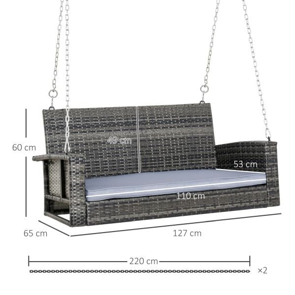 Outsunny Hängebank 2-Sitzer Rattan Gartenschaukel Hängeschaukel Braun, 867-025LG