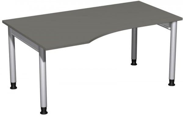 geramöbel PC-Schreibtisch links höhenverstellbar, 1600x1000x680-820, Graphit/Silber, N-657312-GS