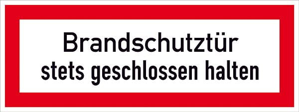 SafetyMarking Hinweisschild für die Feuerwehr, Brandschutztür stets geschlossen halten, BxH 29,7x10,5 cm, Folie, selbstklebend, 21.2546