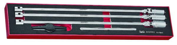 Teng Tools T-Griff-Set mit 3/8"-Zündkerzen-Steckschlüsseln, FOAMX4, 5 Teile, TEXTB05