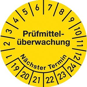 Moedel Prüfplakette Prüfmittelüberwachung 2019-2024, Dokumentenfolie, Ø30 mm, 10Stück/Bogen, 54733