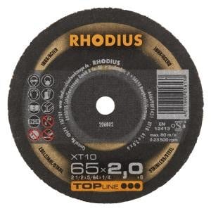 Rhodius TOPline XT10 MINI Extradünne Mini Trennscheibe, Durchmesser [mm]: 65, Stärke [mm]: 2, Bohrung [mm]: 6, VE: 25 Stück, 206802