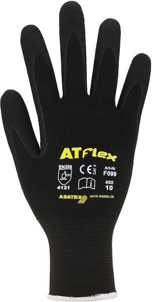 ASATEX Mikroschaum-Handschuhe, gesandete Nitrilbeschichtung, Teilung: 15 g, Farbe: schwarz, VE: 120 Paar Größe: 12, F099-12