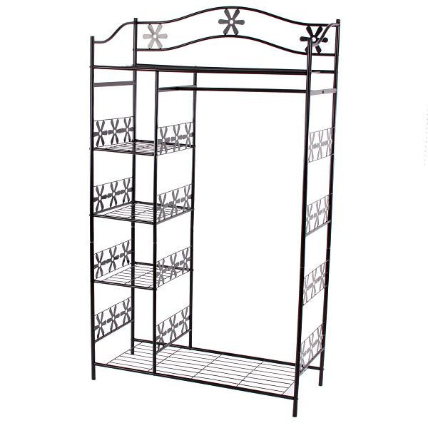 Mendler Metall-Garderobe Genf, Garderobenständer Kleiderschrank Metallregal 172x100x43cm, ohne Vorhang, 29190