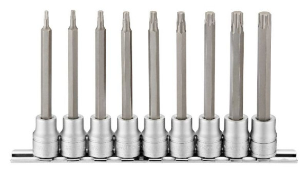 Teng Tools 3/8"-Lang-TX-Bit-Steckschlüssel, Clipschienen-Set, 9 Teile, M3809TX